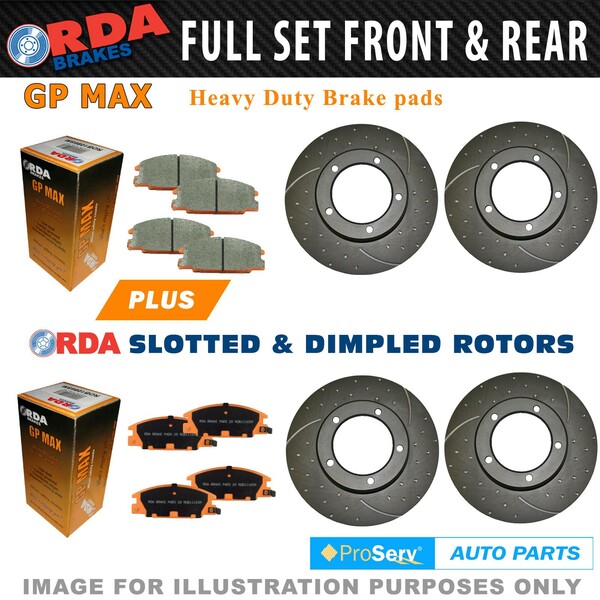 Full Set Dimpled Slotted Disc Brake Rotors & Pad for Ford Falcon BA BF FG