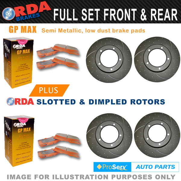 Full Set Dimp Slot Disc Brake Rotors & Pad for Toyota Landcruiser FZJ105 HZJ105