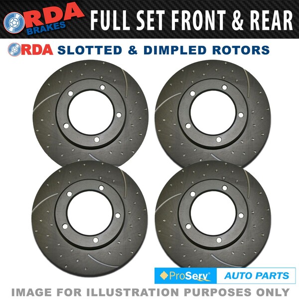 Full Set Dimpled Slotted Disc Brake Rotors for Toyota Prado 120 Series 2003-2009