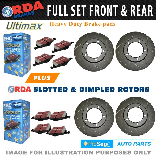 Full Set Dimpled Slotted Disc Brake Rotors & Pad for Ford Falcon FG XR8 5/2008 on